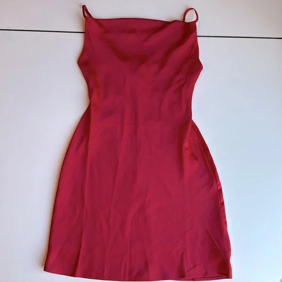 Urban Outfitters Val Straight-Neck Satin Mini Dress size xs - Picture 5 of 13
